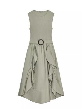 knotted asymmetric dress zw collection ZW COLLECTION ASYMMETRIC SATIN DRESS - Dark gray